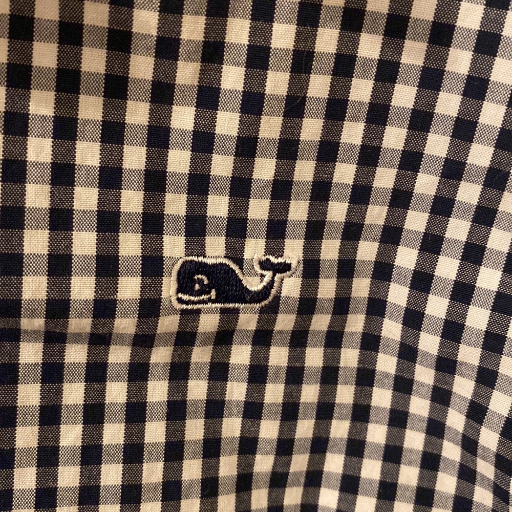 Vineyard Vines Navy Gingham Button Down Euc - image 3